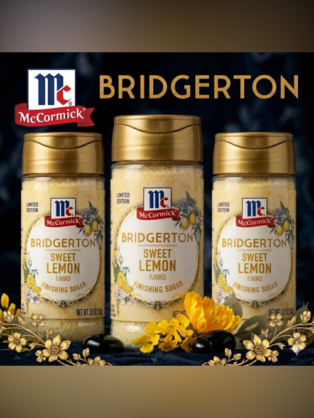 McCormick Bridgerton LIMITED EDITION 3-Pack Sweet Lemon Finishing Sugar (3.6oz)